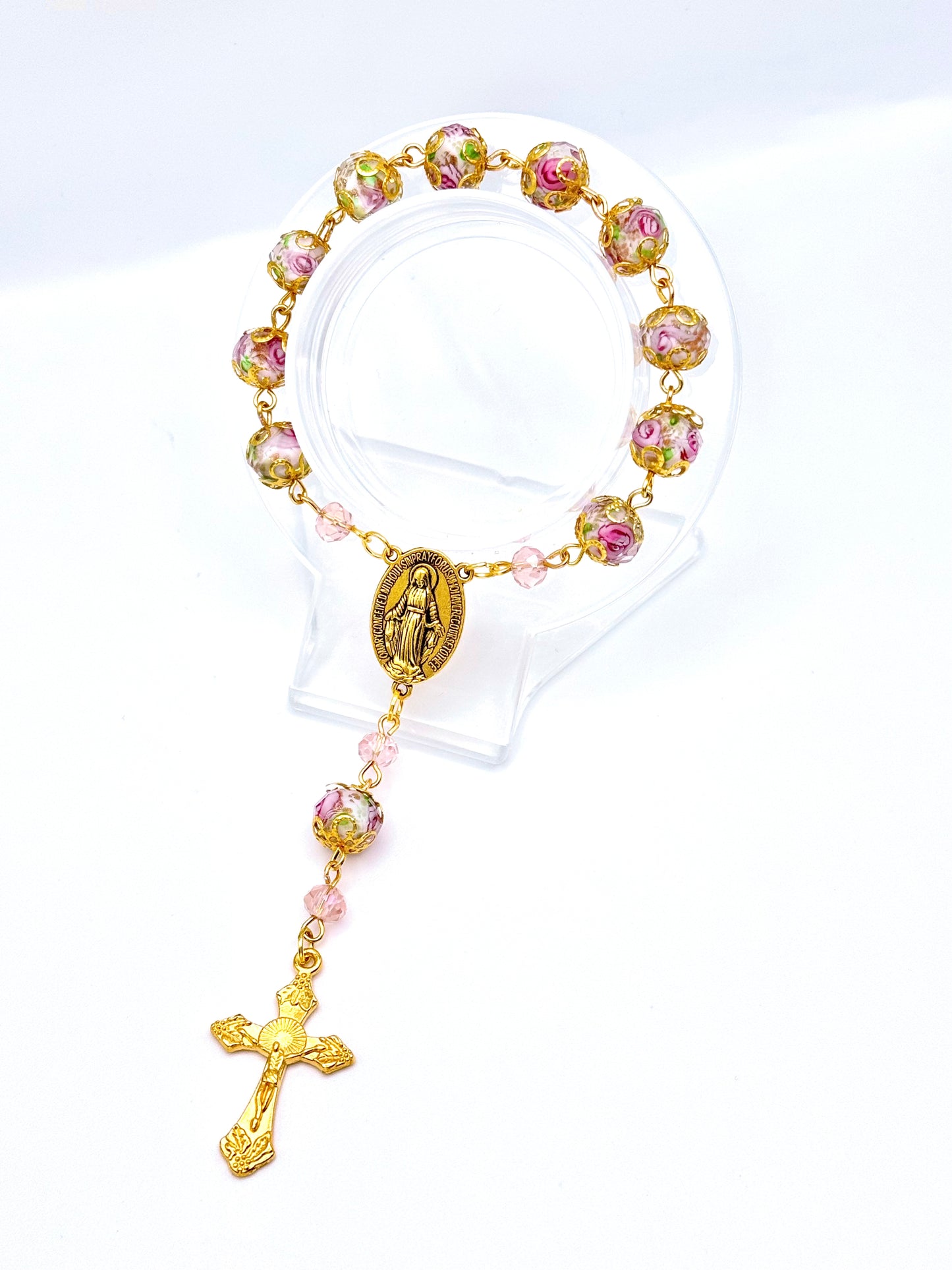 Rose Garden Prayer Mini Rosary β Floral Decade Pocket Rosary