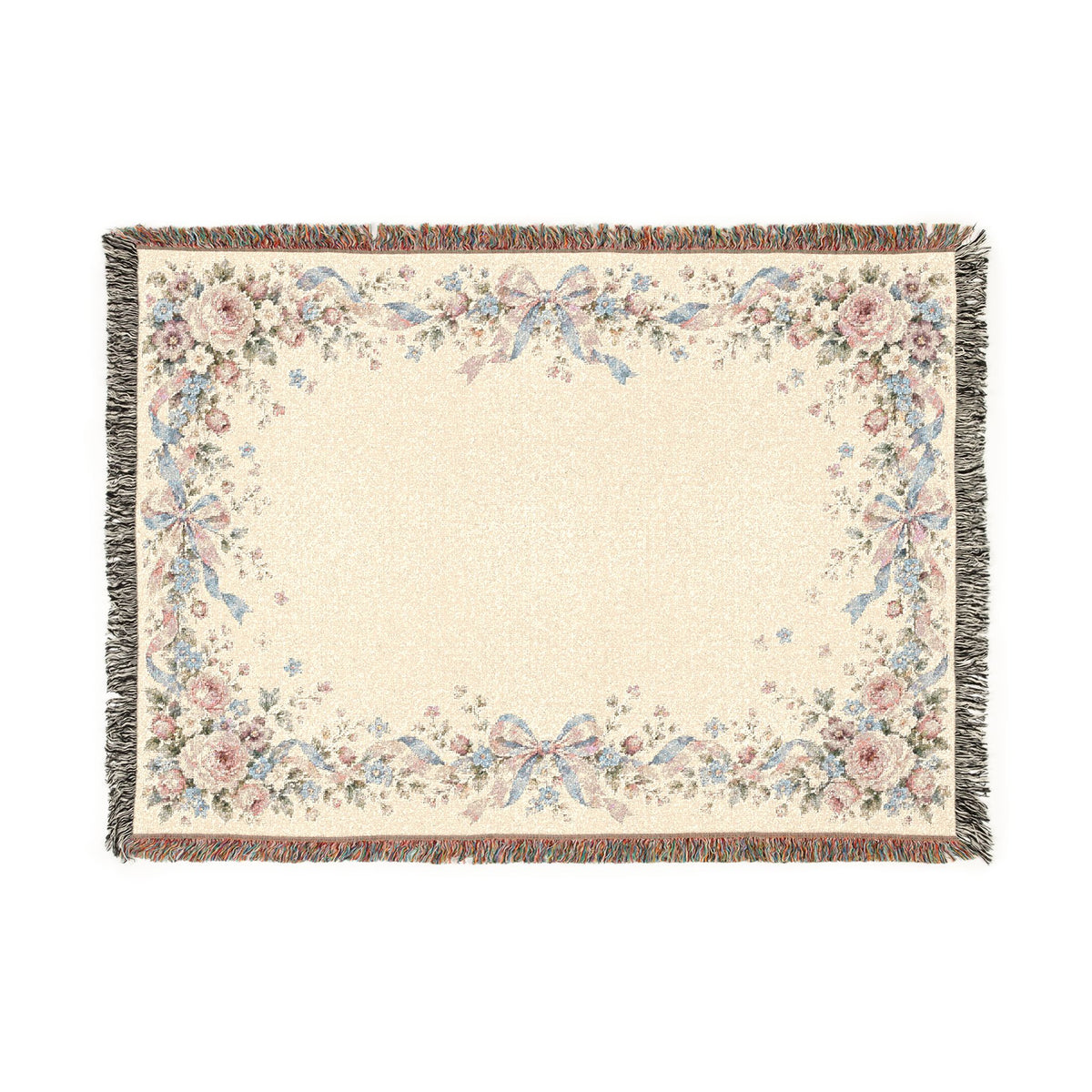 Floral Border Woven Blanket