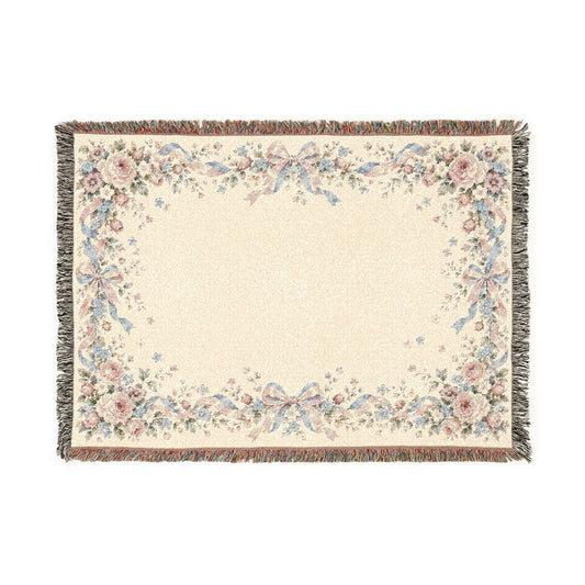 Floral Border Woven Blanket