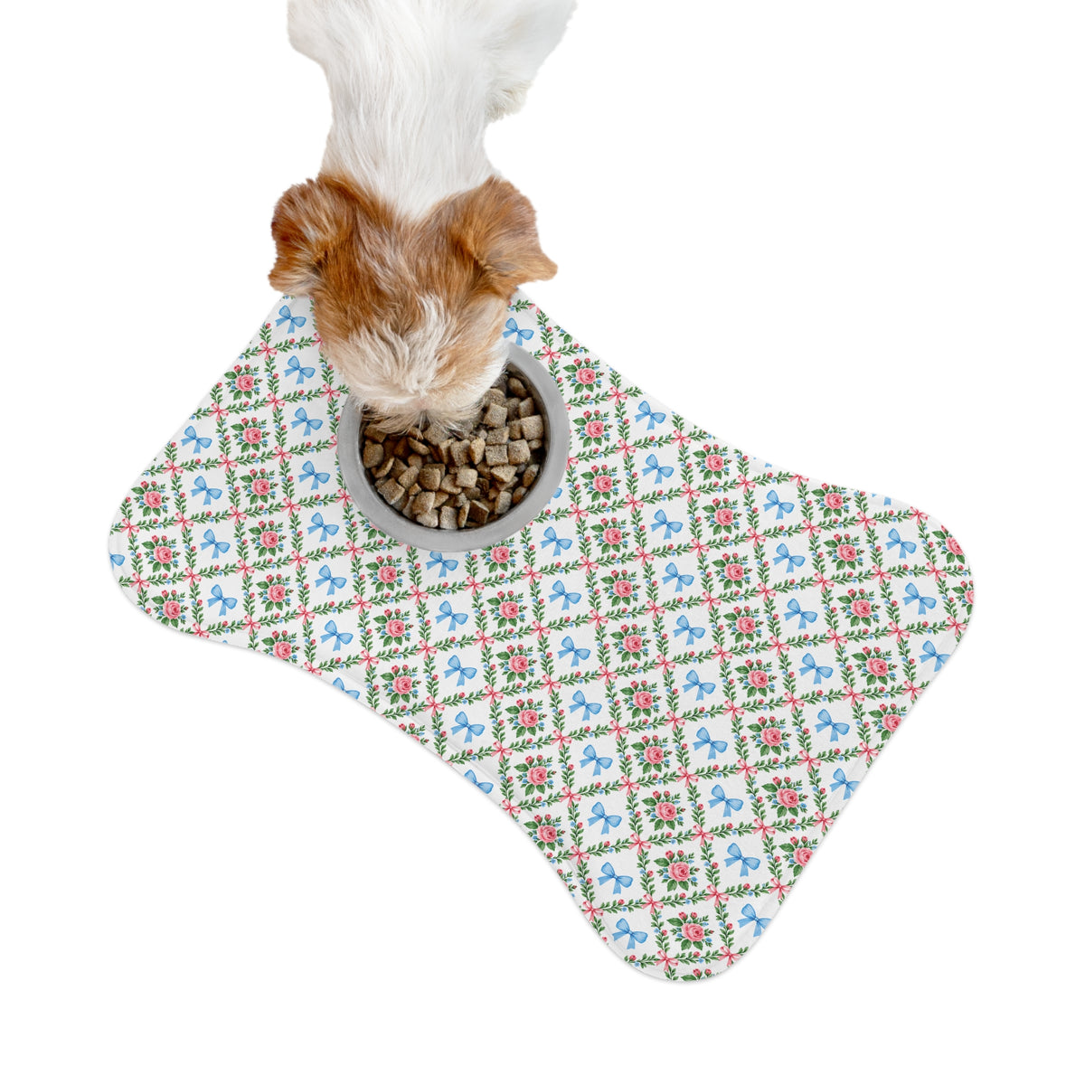 Bows in Bloom Bone-Shaped Pet Feeding Mat