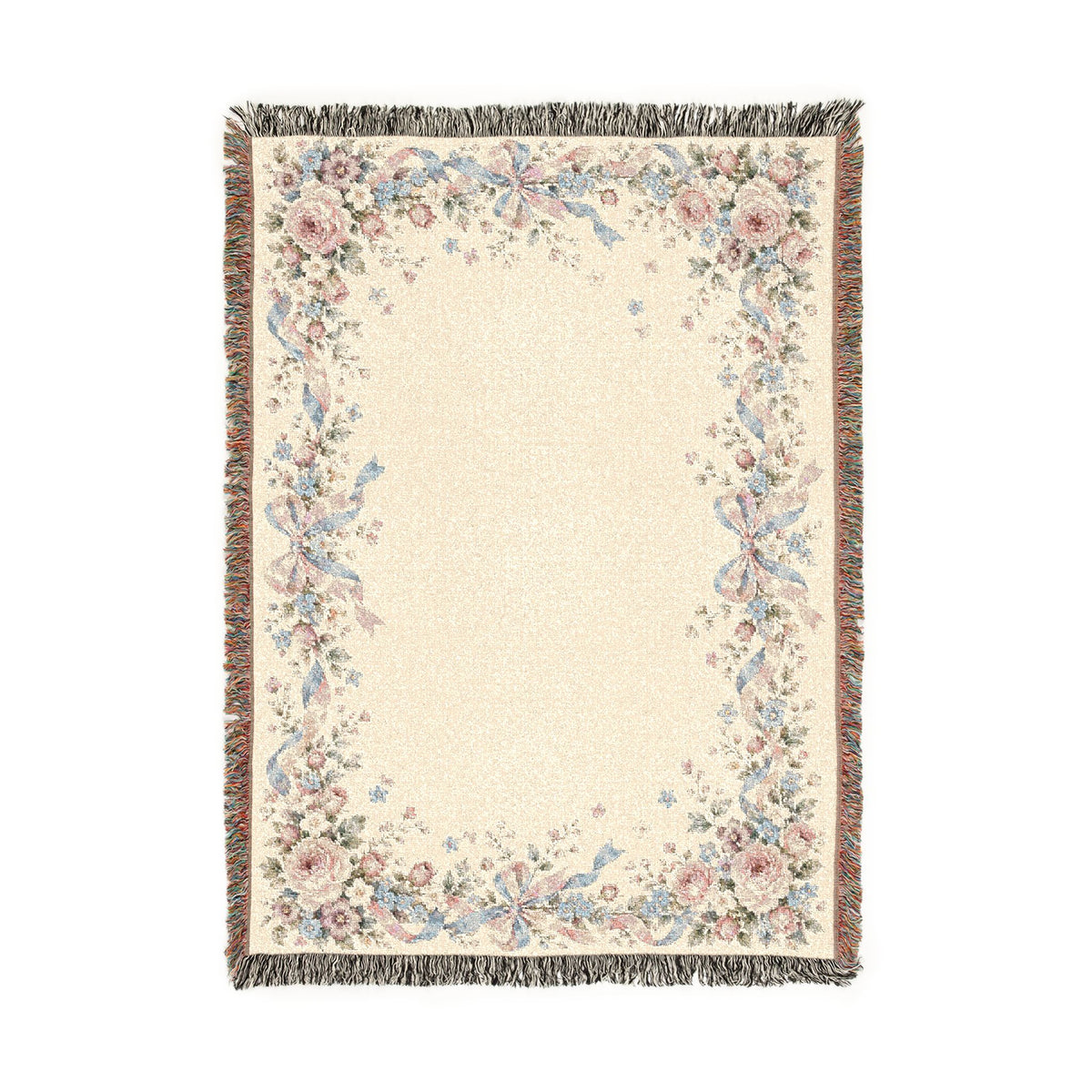 Floral Border Woven Blanket