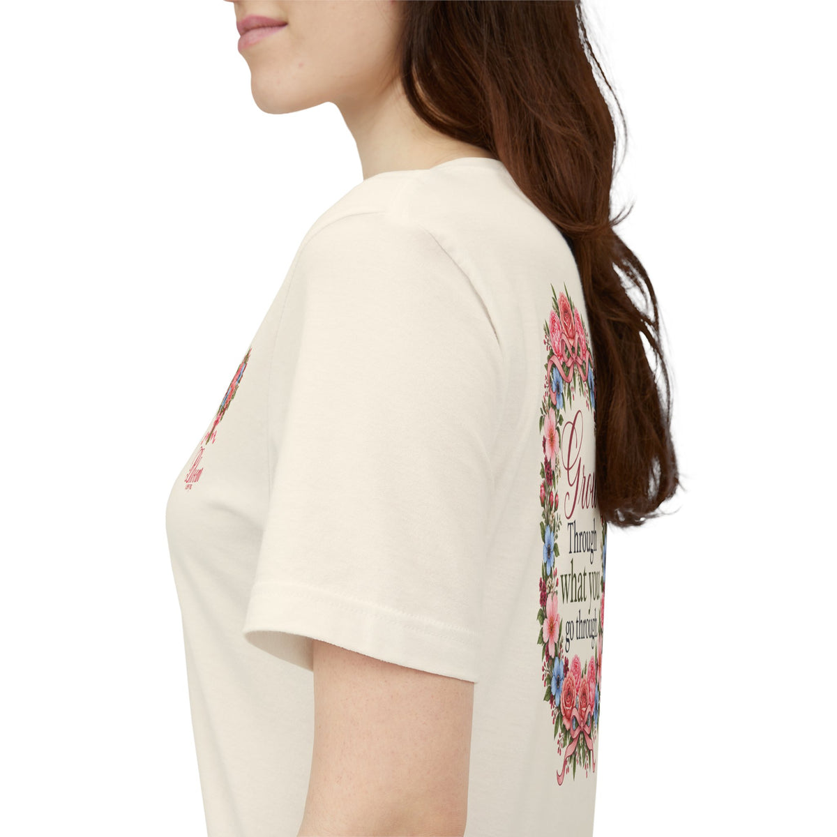 Grow Through What You Go Through — Floral & Bow T-Shirt
