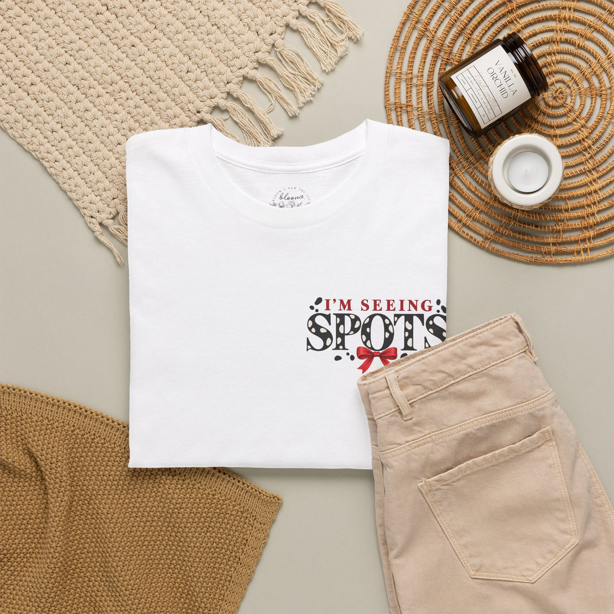 The Seeing Spots Tee — Classic Red Bow
