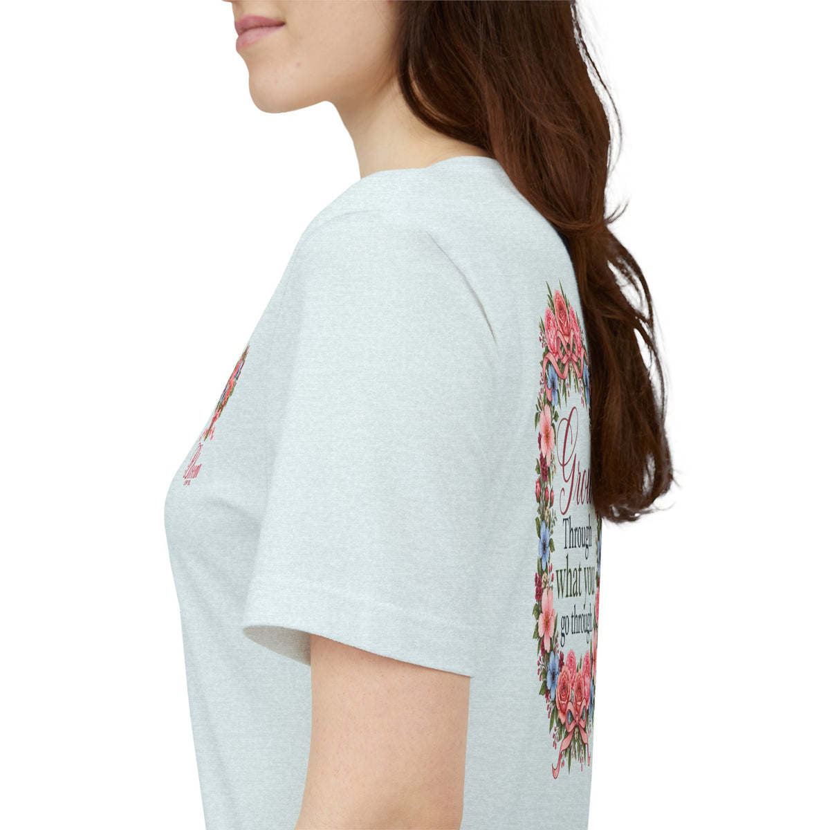 Grow Through What You Go Through — Floral & Bow T-Shirt
