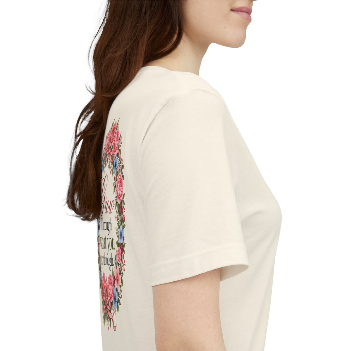 Grow Through What You Go Through — Floral & Bow T-Shirt