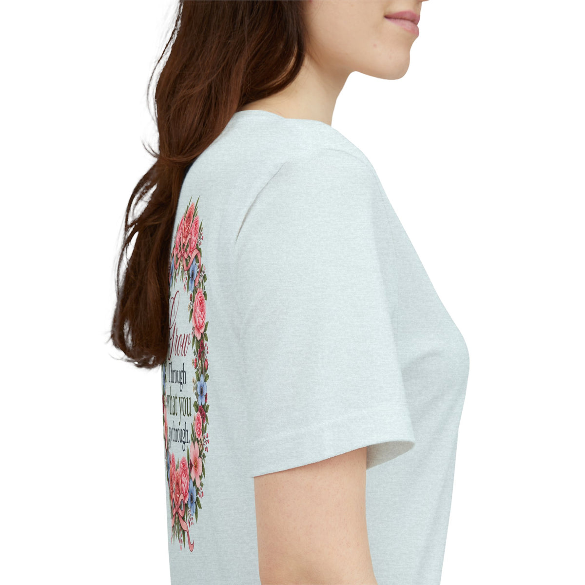 Grow Through What You Go Through — Floral & Bow T-Shirt