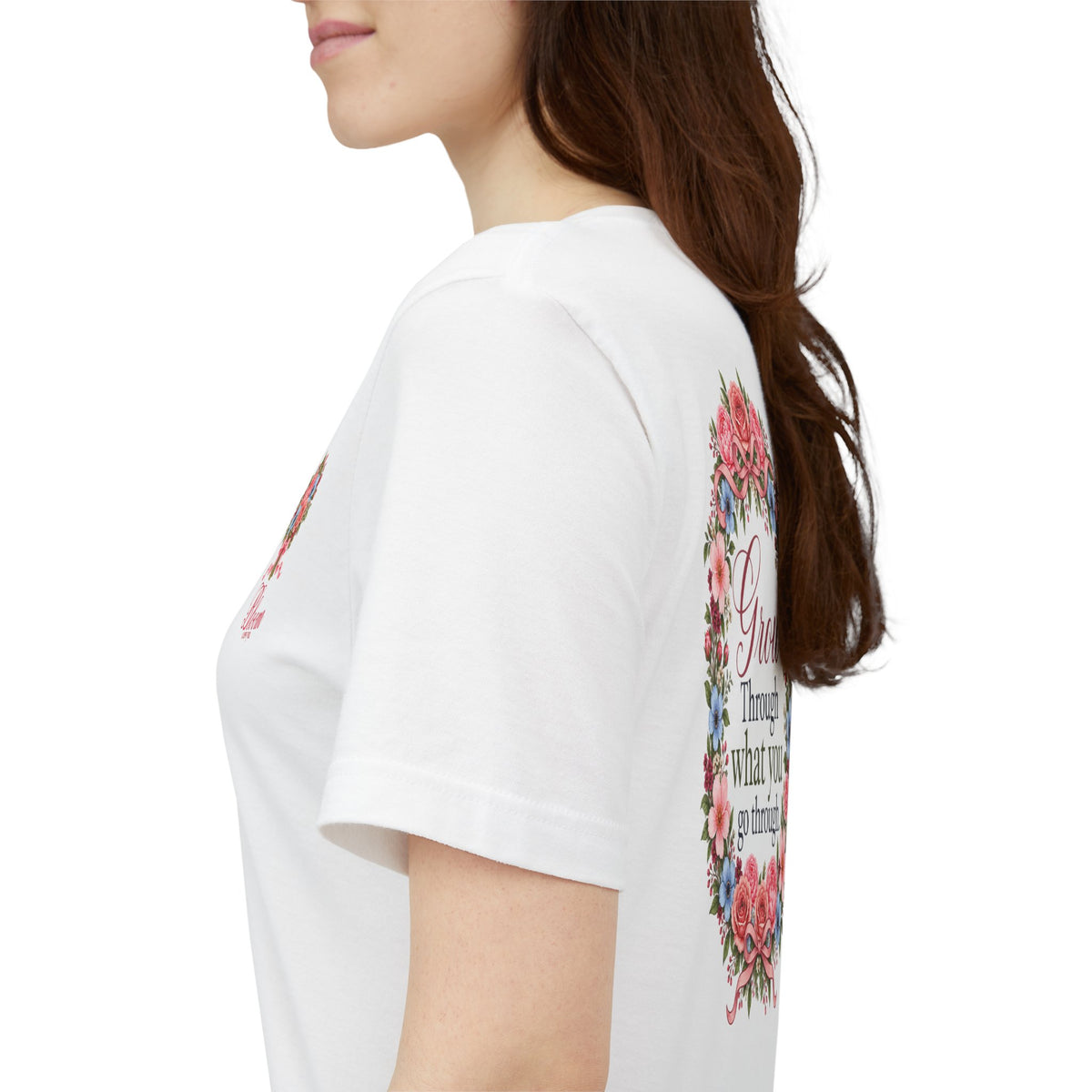 Grow Through What You Go Through — Floral & Bow T-Shirt