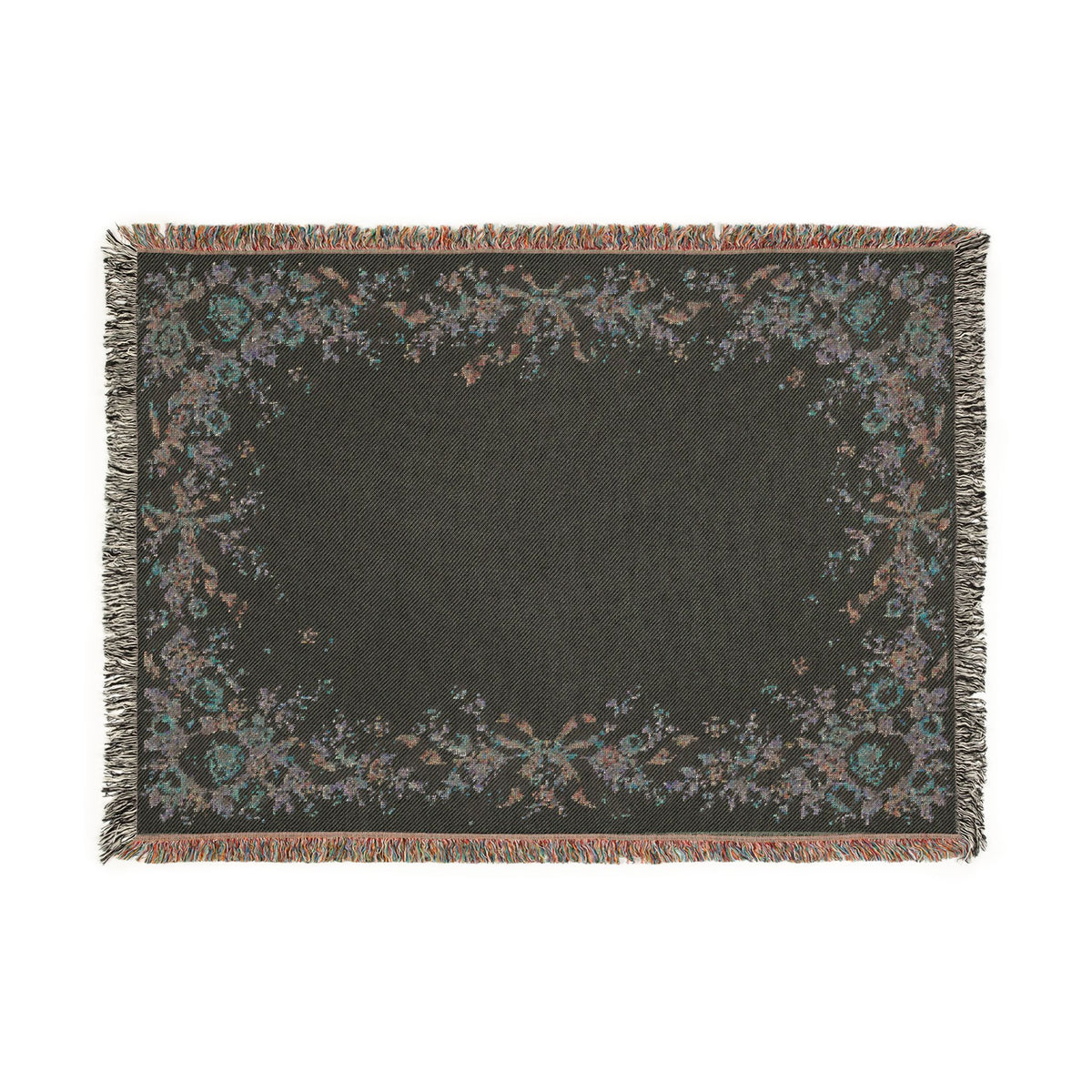 Floral Border Woven Blanket