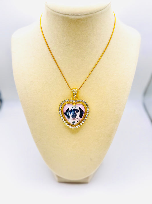 Custom Keepsake Rhinestone Heart Cameo Necklace