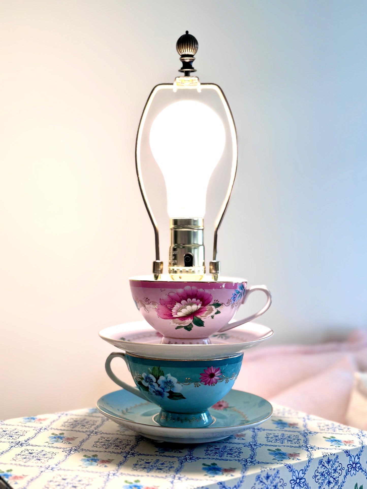 Tea in Bloom — Handmade Floral Teacup Lamp
