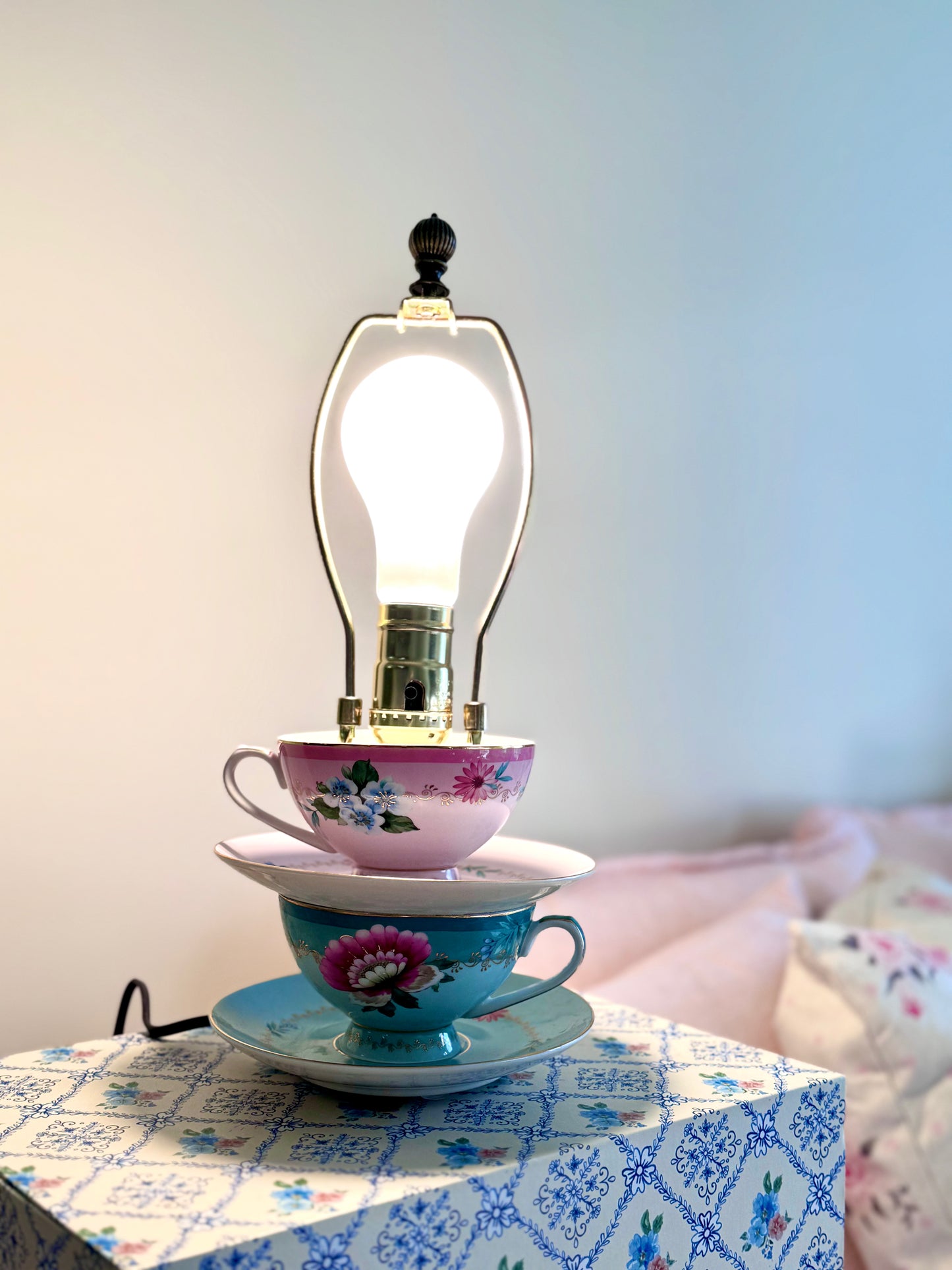 Tea in Bloom — Handmade Floral Teacup Lamp